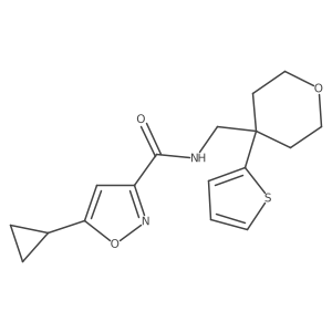 5-cyclopropyl-N-((4-(thiophen-2-yl)tetrahydro-2H-pyran-4-yl)methyl)isoxazole-3-carboxamide Structure