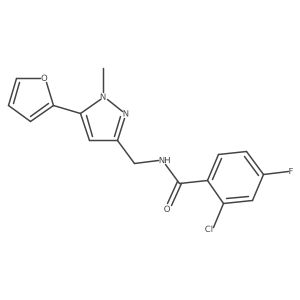 2-chloro-4-fluoro-N-((5-(furan-2-yl)-1-methyl-1H-pyrazol-3-yl)methyl)benzamide Structure