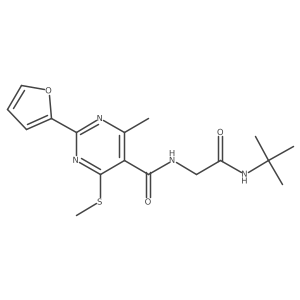 N-tert-butyl-2-{[2-(furan-2-yl)-4-methyl-6-(methylsulfanyl)pyrimidin-5-yl]formamido}acetamide结构式