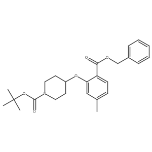 Tert-butyl 4-(5-methyl-2-phenylmethoxycarbonylphenoxy)piperidine-1-carboxylate结构式