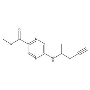 Methyl 5-[(pent-4-yn-2-yl)amino]pyrazine-2-carboxylate结构式