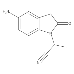2-(5-amino-2-oxo-2,3-dihydro-1H-indol-1-yl)propanenitrile结构式