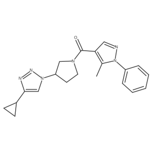 (3-(4-cyclopropyl-1H-1,2,3-triazol-1-yl)pyrrolidin-1-yl)(5-methyl-1-phenyl-1H-pyrazol-4-yl)methanone结构式