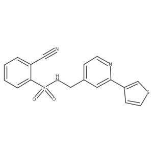 2-cyano-N-((2-(thiophen-3-yl)pyridin-4-yl)methyl)benzenesulfonamide结构式