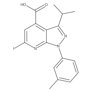 6-Iodo-3-isopropyl-1-(m-tolyl)-1H-pyrazolo[3,4-b]pyridine-4-carboxylic acid Structure