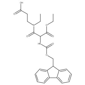 3-[N-ethyl-2-(ethyl carboxy)-2-({[(9H-fluoren-9-yl)methoxy]carbonyl}amino)acetamido]propanoic acid结构式