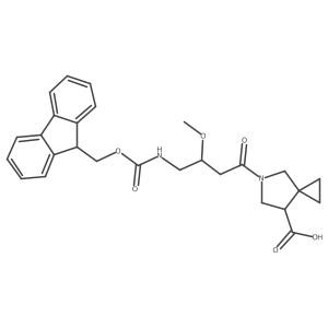 5-[4-({[(9H-fluoren-9-yl)methoxy]carbonyl}amino)-3-methoxybutanoyl]-5-azaspiro[2.4]heptane-7-carboxylic acid结构式