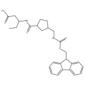 (3S)-3-{[(3RS,5RS)-5-[({[(9H-fluoren-9-yl)methoxy]carbonyl}amino)methyl]oxolan-3-yl]formamido}pentanoic acid结构式