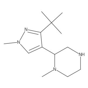 2-(3-tert-butyl-1-methyl-1H-pyrazol-4-yl)-1-methylpiperazine结构式