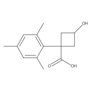3-Hydroxy-1-(2,4,6-trimethylphenyl)cyclobutane-1-carboxylic acid结构式