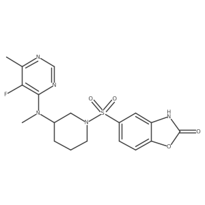 5-({3-[(5-Fluoro-6-methylpyrimidin-4-yl)(methyl)amino]piperidin-1-yl}sulfonyl)-2,3-dihydro-1,3-benzoxazol-2-one Structure