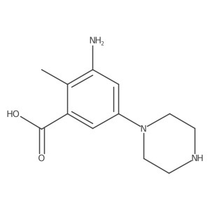 3-Amino-2-methyl-5-(piperazin-1-yl)benzoic acid结构式