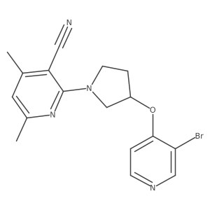 2-{3-[(3-Bromopyridin-4-yl)oxy]pyrrolidin-1-yl}-4,6-dimethylpyridine-3-carbonitrile结构式