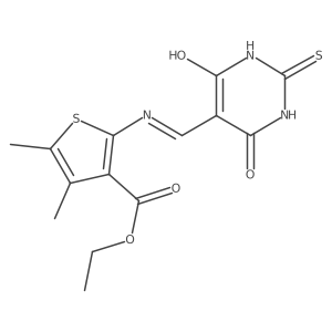 ethyl 2-(((4,6-dioxo-2-thioxotetrahydropyrimidin-5(2H)-ylidene)methyl)amino)-4,5-dimethylthiophene-3-carboxylate Structure