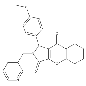 1-(4-methoxyphenyl)-2-(pyridin-3-ylmethyl)-4a,5,6,7,8,8a-hexahydro-1H-chromeno[2,3-c]pyrrole-3,9-dione结构式