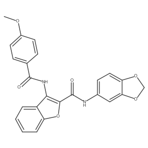 N-(benzo[d][1,3]dioxol-5-yl)-3-(4-methoxybenzamido)benzofuran-2-carboxamide结构式