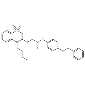 N-(4-(benzyloxy)phenyl)-2-((4-butyl-1,1-dioxido-4H-benzo[e][1,2,4]thiadiazin-3-yl)thio)acetamide结构式