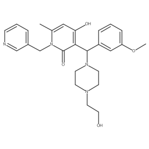 4-hydroxy-3-((4-(2-hydroxyethyl)piperazin-1-yl)(3-methoxyphenyl)methyl)-6-methyl-1-(pyridin-3-ylmethyl)pyridin-2(1H)-one Structure