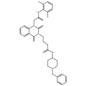 N-(1-benzylpiperidin-4-yl)-4-(1-(2-((2,6-dimethylphenyl)amino)-2-oxoethyl)-2,4-dioxo-1,2-dihydroquinazolin-3(4H)-yl)butanamide结构式