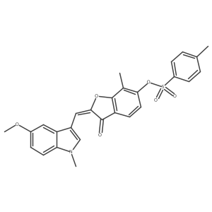 (2E)-2-[(5-methoxy-1-methyl-1H-indol-3-yl)methylidene]-7-methyl-3-oxo-2,3-dihydro-1-benzofuran-6-yl 4-methylbenzenesulfonate Structure