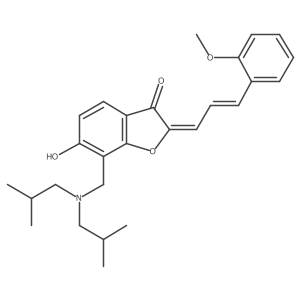(2Z)-7-{[bis(2-methylpropyl)amino]methyl}-6-hydroxy-2-[(2E)-3-(2-methoxyphenyl)prop-2-en-1-ylidene]-1-benzofuran-3(2H)-one结构式
