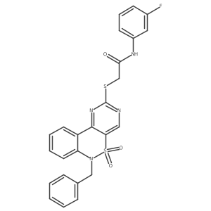 2-((6-benzyl-5,5-dioxido-6H-benzo[c]pyrimido[4,5-e][1,2]thiazin-2-yl)thio)-N-(3-fluorophenyl)acetamide Structure