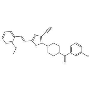 (E)-5-(4-(3-chlorobenzoyl)piperazin-1-yl)-2-(2-methoxystyryl)oxazole-4-carbonitrile结构式