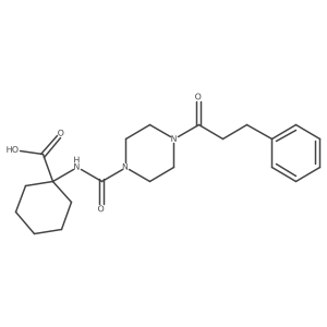 1-(4-(3-Phenylpropanoyl)piperazine-1-carboxamido)cyclohexane-1-carboxylic acid结构式