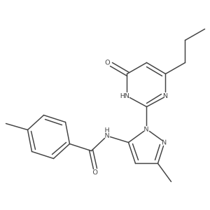 4-methyl-N-(3-methyl-1-(6-oxo-4-propyl-1,6-dihydropyrimidin-2-yl)-1H-pyrazol-5-yl)benzamide结构式