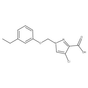 4-Chloro-1-((3-ethylphenoxy)methyl)-1H-pyrazole-3-carboxylic acid结构式