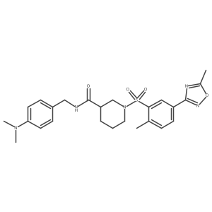 N-(4-(Dimethylamino)benzyl)-1-((2-methyl-5-(5-methyl-1,2,4-oxadiazol-3-yl)phenyl)sulfonyl)piperidine-3-carboxamide Structure