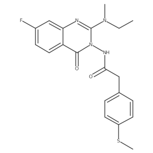 N-[2-(ethyl-methyl-amino)-7-fluoro-4-oxo-4H-quinazolin-3-yl]-2-(4-methylsulfanylphenyl)acetamide结构式