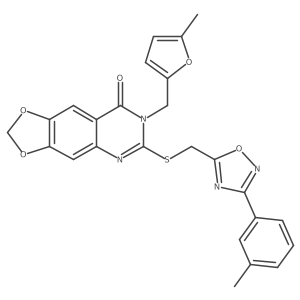 7-[(5-methylfuran-2-yl)methyl]-6-({[3-(3-methylphenyl)-1,2,4-oxadiazol-5-yl]methyl}sulfanyl)-2H,7H,8H-[1,3]dioxolo[4,5-g]quinazolin-8-one Structure