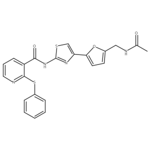 3-Pyridinecarboxamide, N-[4-[5-[(acetylamino)methyl]-2-furanyl]-2-thiazolyl]-2-(phenylthio)-结构式