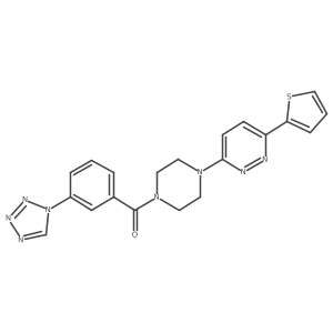 (3-(1H-tetrazol-1-yl)phenyl)(4-(6-(thiophen-2-yl)pyridazin-3-yl)piperazin-1-yl)methanone结构式