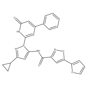 N-(3-cyclopropyl-1-(6-oxo-4-phenyl-1,6-dihydropyrimidin-2-yl)-1H-pyrazol-5-yl)-5-(furan-2-yl)isoxazole-3-carboxamide Structure