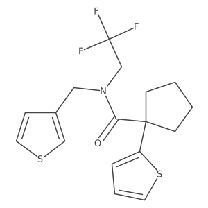 1-(thiophen-2-yl)-N-(thiophen-3-ylmethyl)-N-(2,2,2-trifluoroethyl)cyclopentanecarboxamide结构式