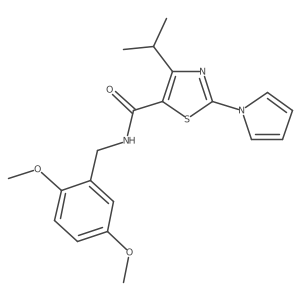N-[(2,5-dimethoxyphenyl)methyl]-4-(propan-2-yl)-2-(1H-pyrrol-1-yl)-1,3-thiazole-5-carboxamide结构式