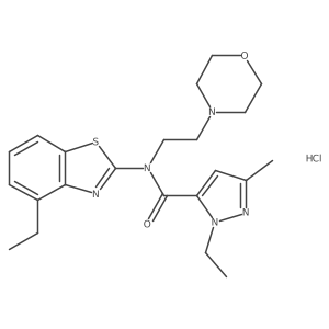 1-ethyl-N-(4-ethylbenzo[d]thiazol-2-yl)-3-methyl-N-(2-morpholinoethyl)-1H-pyrazole-5-carboxamide hydrochloride结构式