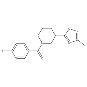 2-Fluoro-5-[3-(3-methyl-1,2,4-oxadiazol-5-yl)piperidine-1-carbonyl]pyridine结构式