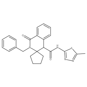 2'-benzyl-N-(5-methyl-1,3,4-thiadiazol-2-yl)-1'-oxo-1',4'-dihydro-2'H-spiro[cyclopentane-1,3'-isoquinoline]-4'-carboxamide结构式