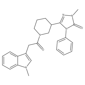 2-methyl-5-[1-[2-(1-methylindol-3-yl)acetyl]-3-piperidyl]-4-phenyl-1,2,4-triazol-3-one结构式