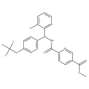 (S)-methyl 6-(((3-fluoro-pyridin-2-yl)(4-(trifluoromethoxy)phenyl)methyl)carbamoyl)nicotinate结构式