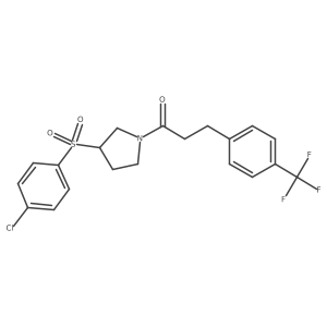 1-(3-((4-Chlorophenyl)sulfonyl)pyrrolidin-1-yl)-3-(4-(trifluoromethyl)phenyl)propan-1-one Structure
