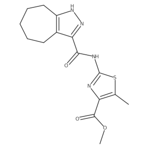 Methyl 2-[(2,4,5,6,7,8-hexahydrocyclohepta[c]pyrazol-3-ylcarbonyl)amino]-5-methyl-1,3-thiazole-4-carboxylate Structure
