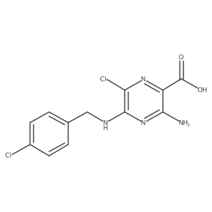 3-Amino-6-chloro-5-((4-chlorobenzyl)amino)pyrazine-2-carboxylic acid结构式