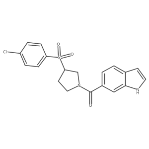 (3-((4-chlorophenyl)sulfonyl)pyrrolidin-1-yl)(1H-indol-6-yl)methanone Structure