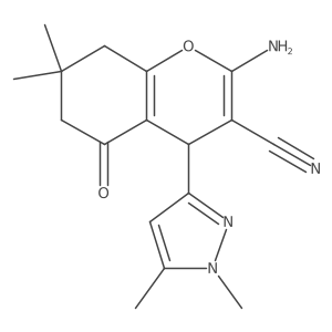 2-Amino-4-(1,5-dimethyl-1H-pyrazol-3-yl)-7,7-dimethyl-5-oxo-5,6,7,8-tetrahydro-4H-chromene-3-carbonitrile Structure