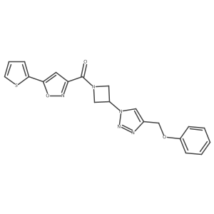 (3-(4-(phenoxymethyl)-1H-1,2,3-triazol-1-yl)azetidin-1-yl)(5-(thiophen-2-yl)isoxazol-3-yl)methanone结构式