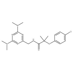 N-((4,6-bis(dimethylamino)-1,3,5-triazin-2-yl)methyl)-2-(4-chlorophenoxy)-2-methylpropanamide结构式